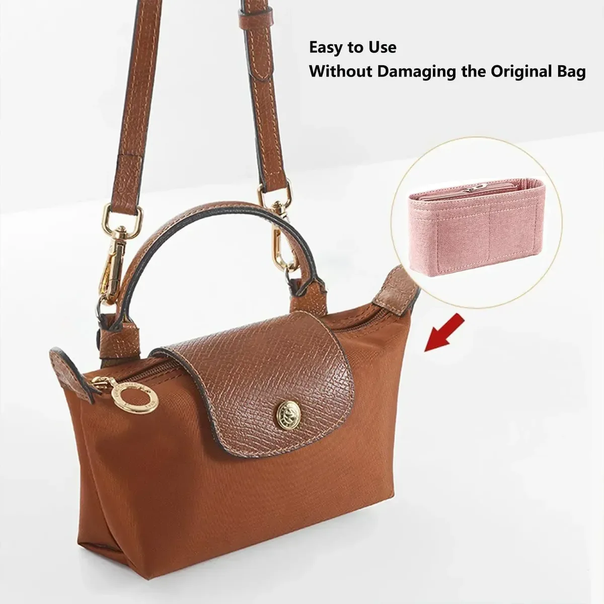 organisateur de sac en feutre pour mini sac fourre-tout timid, insert de rangement intérieur pour sacs à main, organisateur de sacs de taille mini