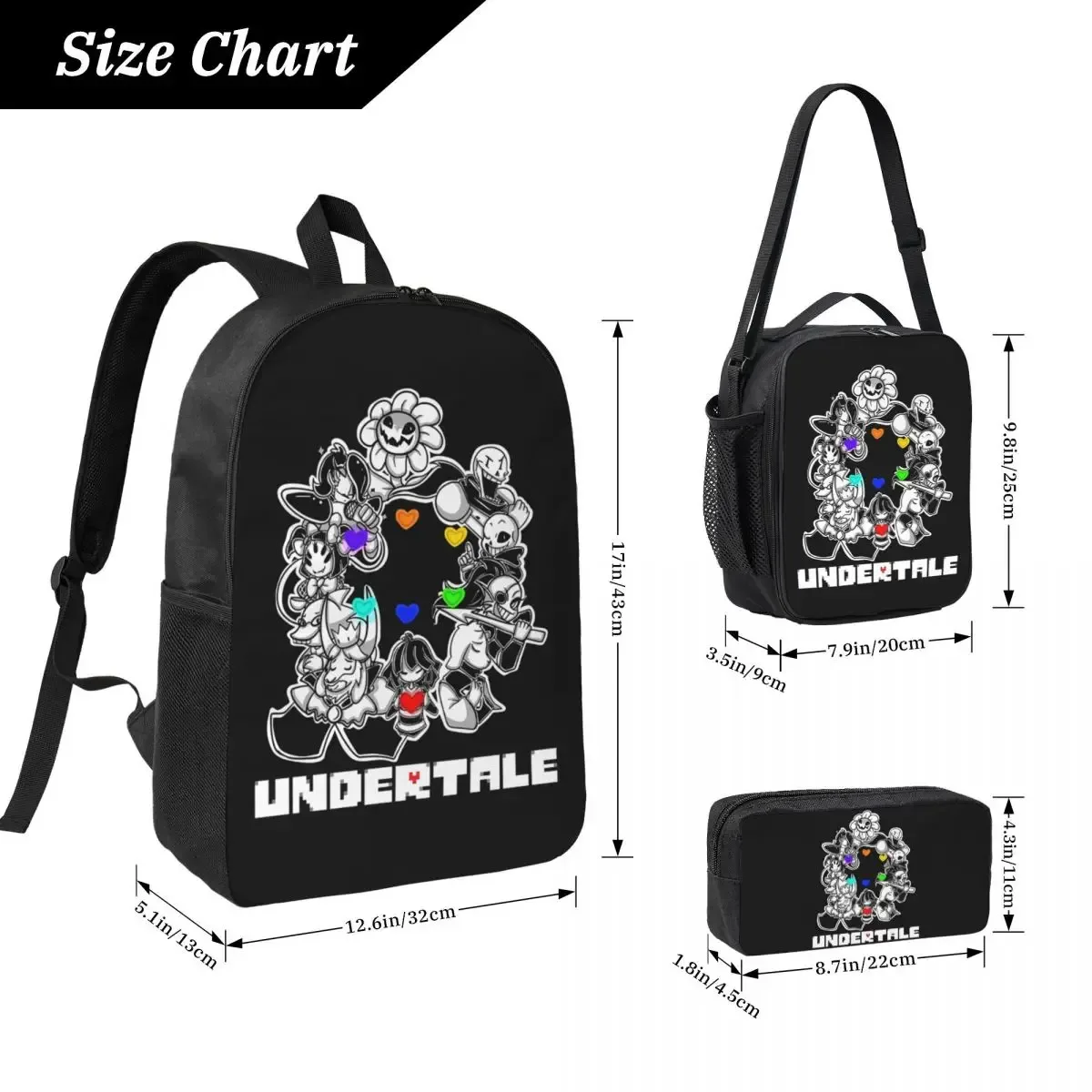 sac à dos game undertale determination pour garçons et filles, sac d'école, sac à bandoulière pour ordinateur,