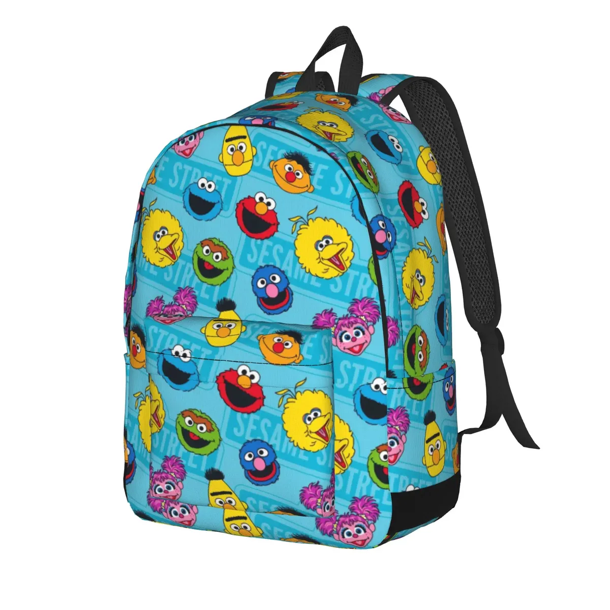 Sac à dos décontracté Sesames Streets avec poche, sac à dos de randonnée pour étudiants, sac à dos Cookie Monster pour hommes et femmes, sacs en toile pour ordinateur portable