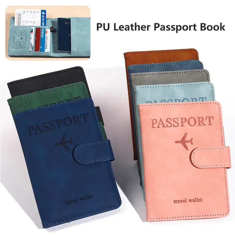 Porte-passeport antimagnétique et antivol, étui de voyage, portefeuille pour cartes de crédit, livre de passeport en cuir pour femmes et hommes