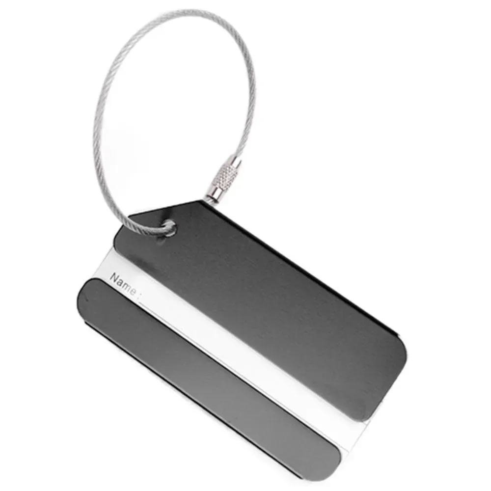 lot de 10 étiquettes de bagage en aluminium pour valise, étiquette de bagage en métal, identificateur de bagage avec carte d'identité et boucle en acier, accessoires de voyage