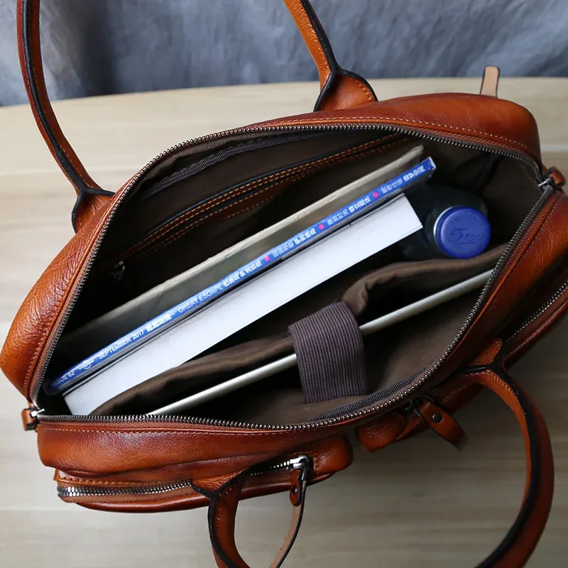 porte-documents en cuir rétro pour hommes, sac à main à couche supérieure en cuir, sacoche à épaule décontractée, sac d'affaires pour ordinateur portable, sac tendance pour hommes, nzpj
