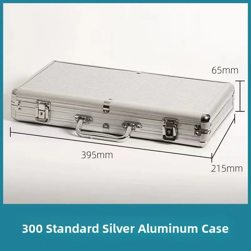 Boîte à jetons en alliage d'aluminium, boîte à outils à coins arrondis, boîte d'emballage anti-choc, type ABS300, étui de rangement pour jetons de monnaie argentée
