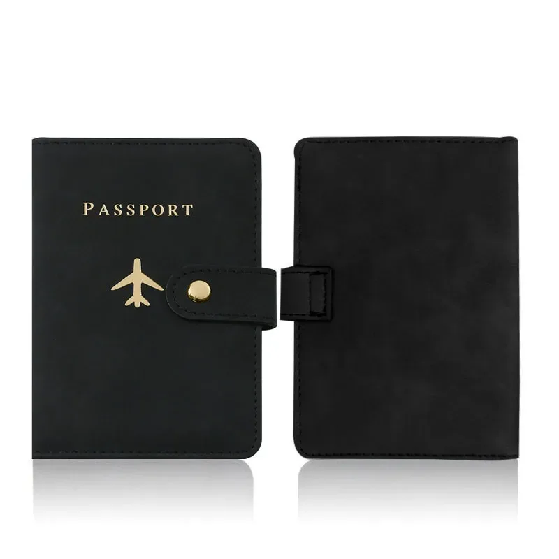 porte-passeport en cuir pu imprimé avion pour hommes et femmes avec poche zippée et emplacement pour carte sim, portefeuille pour documents de voyage