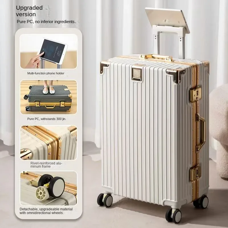 valise antichoc et résistante aux chutes de 20 à 30 pouces, grande capacité, bagage de voyage, cadre en aluminium, serrure à code, valise à roulettes pour étudiants