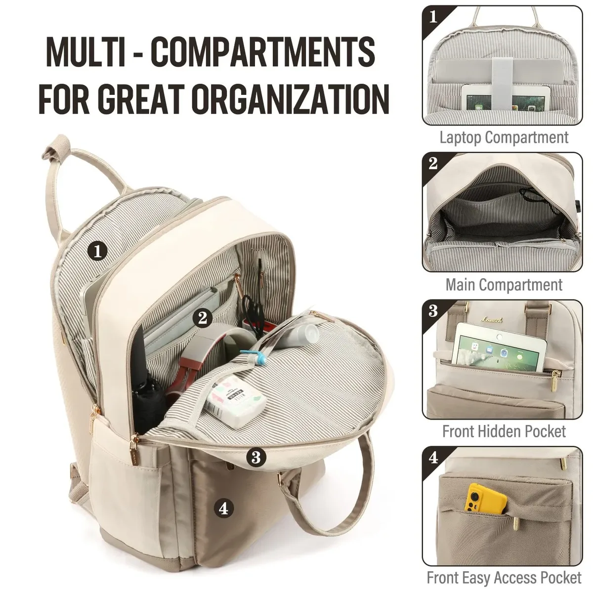 sac à dos décontracté pour femme, sac à main en nylon imperméable et tendance, sac à dos pour ordinateur portable de 15,6 pouces avec port usb pour voyage et randonnée