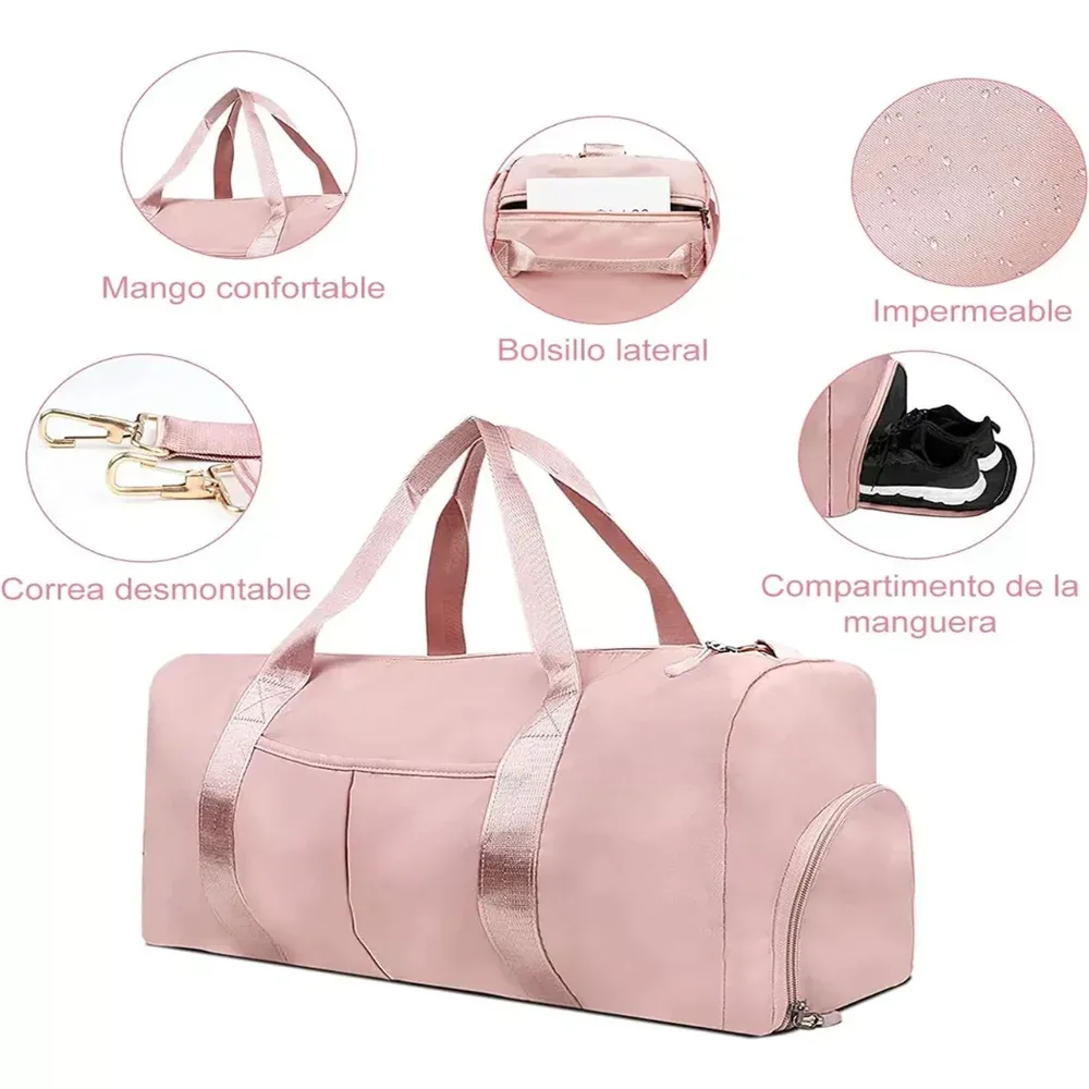 sac de sport pour hommes avec compartiment à chaussures et sac humide, sac polochon de voyage en avion pour femmes, sac fourre-tout de sport et de fitness pour la natation et le yoga