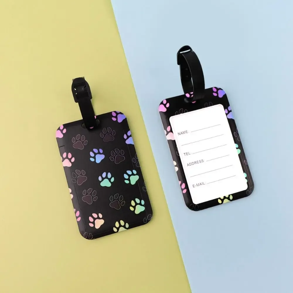 porte-étiquette de bagage anti-perte en plastique, porte-badge artistique pour valise et sac à dos, porte-carte d'identité avec motif chats mignons