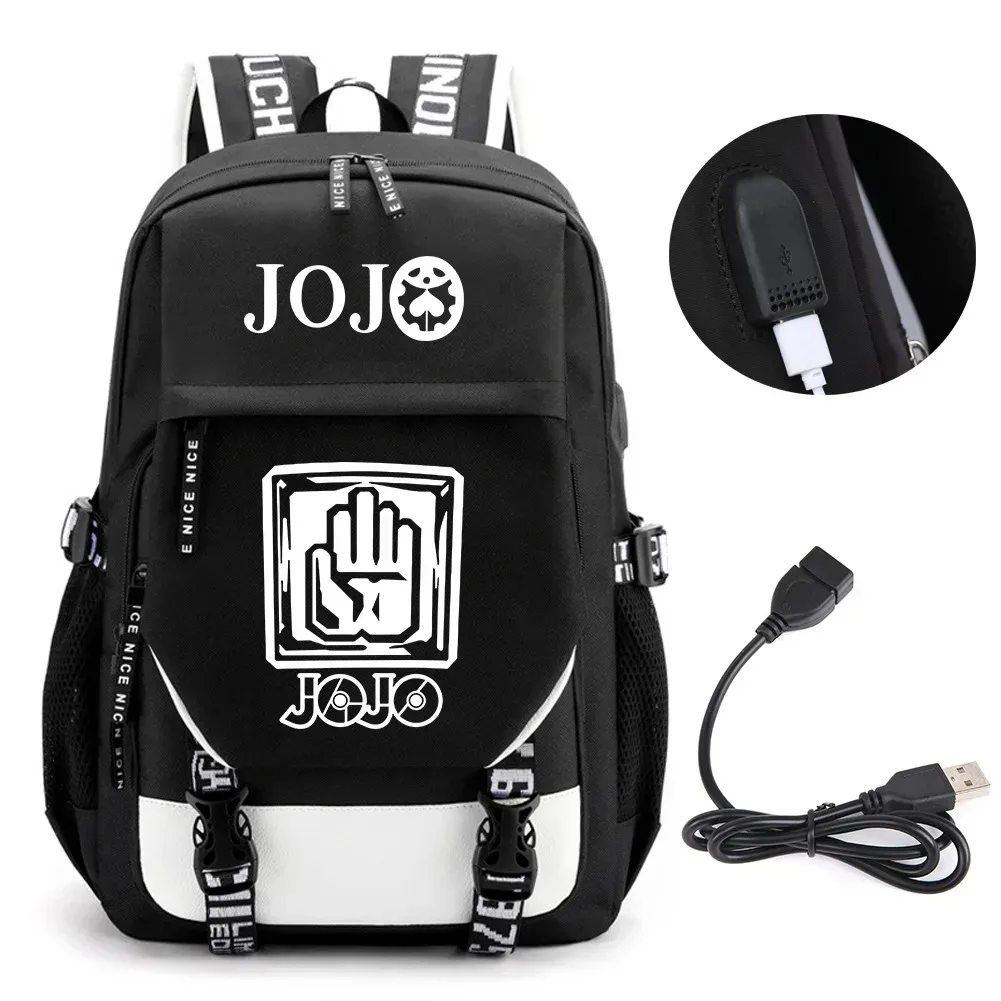 sac à dos de voyage pour ordinateur portable garçon et fille, chaîne anime jo jonathan joes killer golden experience, sacs à livres scolaires mochila, port usb