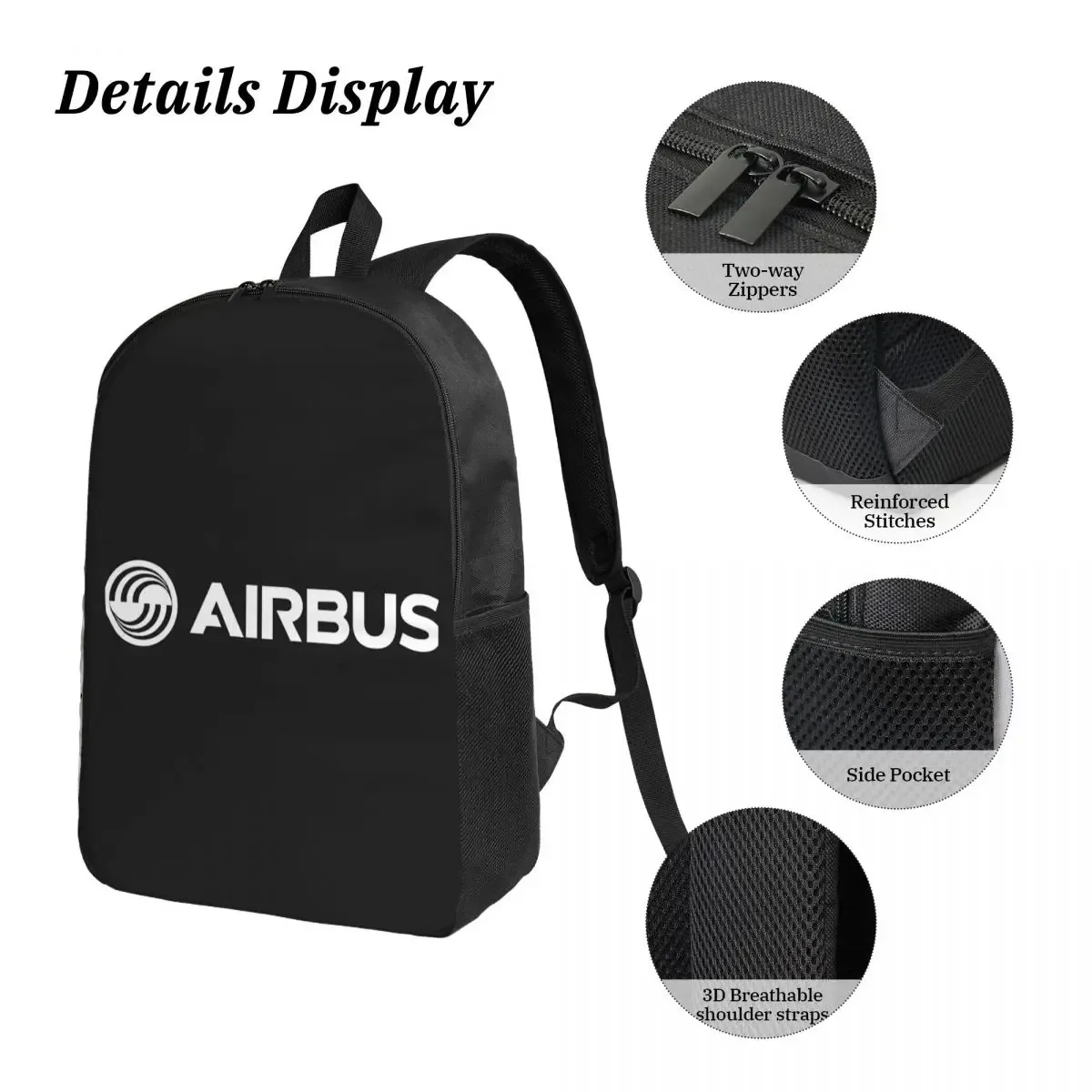 sac à dos blanc avec logo airbus pour étudiants, garçons et filles, sac d'école, sacs à bandoulière pour ordinateur, sac à déjeuner isotherme 3ps, trousse à crayons