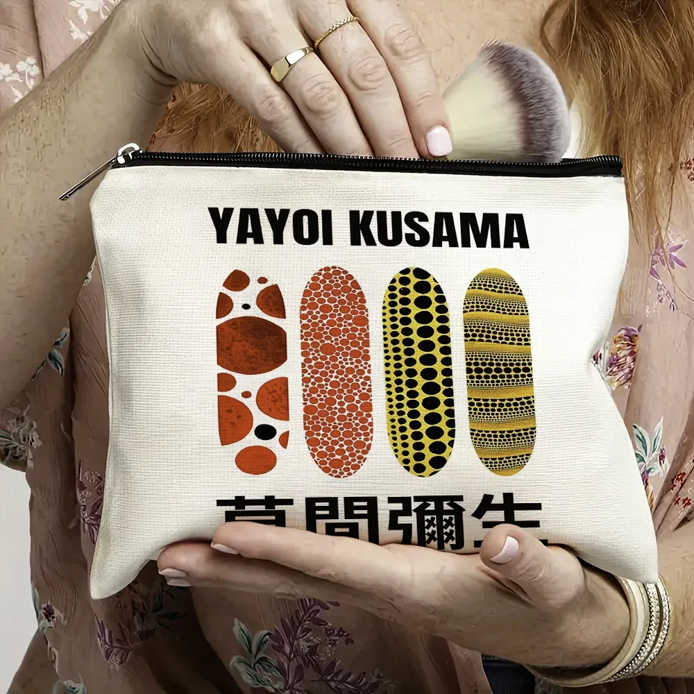 yayoi kusama pochette de maquillage japonais pop art à pois art design floral étui à cosmétiques mode dame beauté sac de rangement à la mode