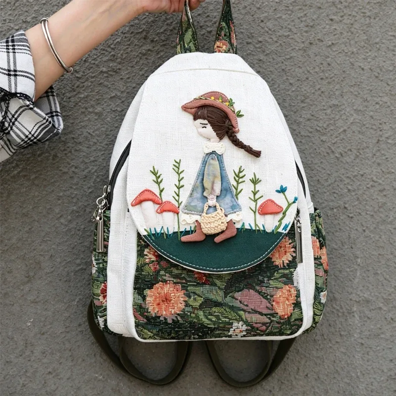 mode 3d dessin animé broderie femmes sac à dos décontracté femme voyage sac à dos joli style filles sac à dos sac à dos sac