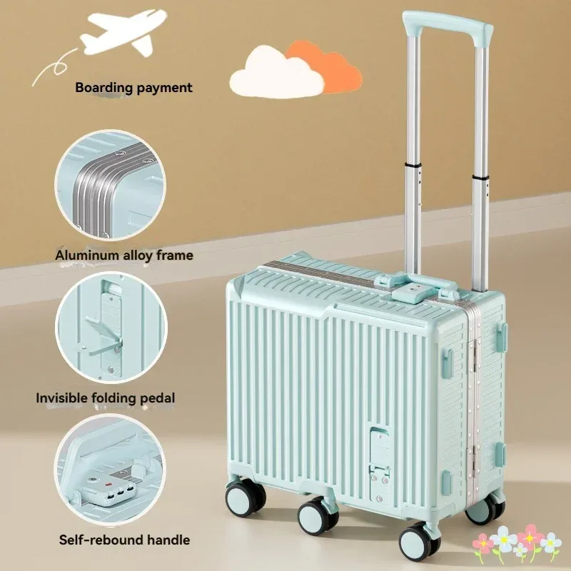 mini valise de voyage de 20 pouces, boîte à cadre en aluminium, organisateur de bagages, étui de conduite pour enfants, petite boîte de mot de passe, mallette d'embarquement à main