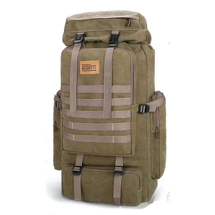 grand sac à dos en toile pour camping, randonnée en plein air, voyage, pêche, 80l, nouveau