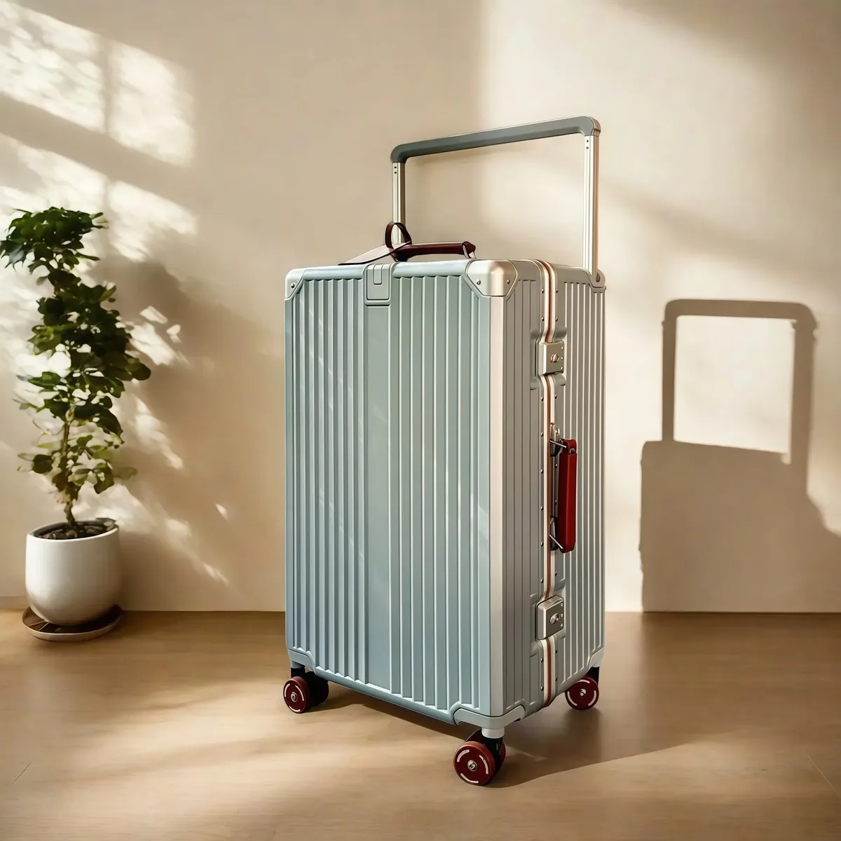 bunnyfly – valise de voyage à guidon large, avec roues silencieuses colorées, serrure tsa, bagages roulants, matériau pc de grande capacité