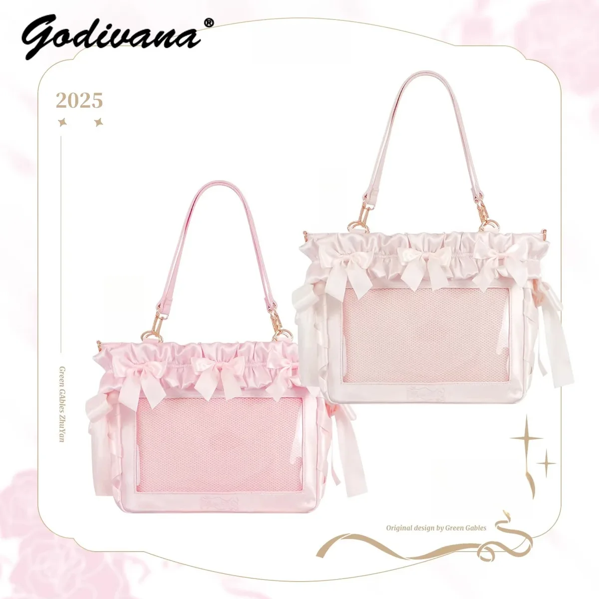 sac de douleur original avec nœud en satin doux, grande capacité, sac à bandoulière pour ordinateur portable de 14 pouces, fourre-tout avec chaîne de perles pour filles et femmes