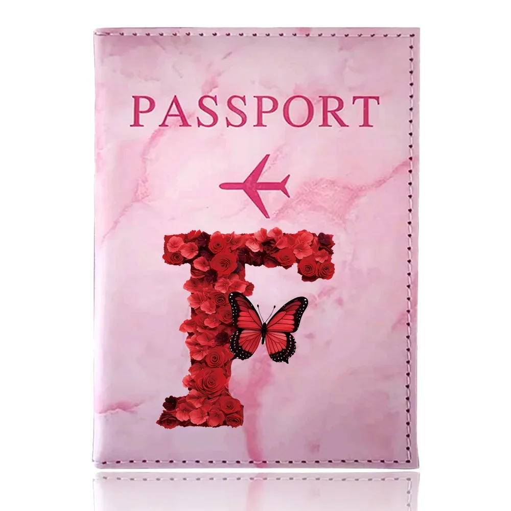 étui de passeport imprimé série rose rouge, porte-passeport, accessoires de voyage, housse de protection pour avion
