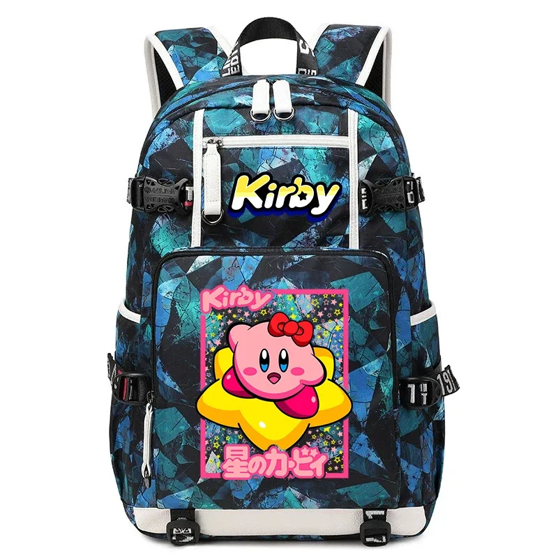 sac à dos d'étudiant imprimé dessin animé kirby, sac d'école de voyage de grande capacité pour enfants et adolescents