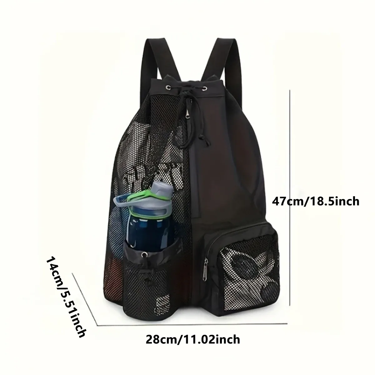 sac à dos de plage extérieur, sac de natation, sac à dos en filet perforé avec cordon de serrage et sac étanche, sac de rangement pour gym, yoga et exercices, 1 ensemble