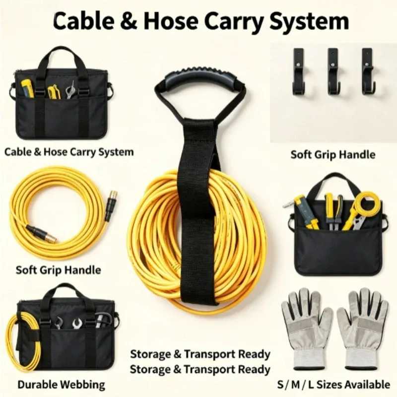 sangle de rangement robuste et portable avec poignée à fermeture auto-agrippante, organisateur de câbles réutilisable, ceinture de regroupement manuelle