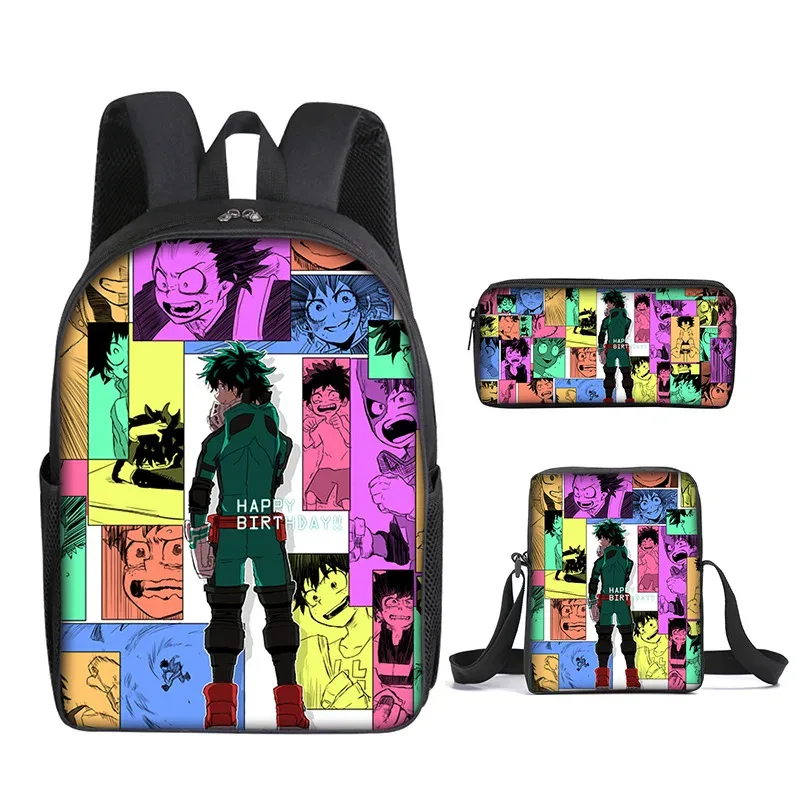 sac à dos my hero academy, sac à déjeuner, trousse à crayons, ensemble cadeau pour enfants et étudiants