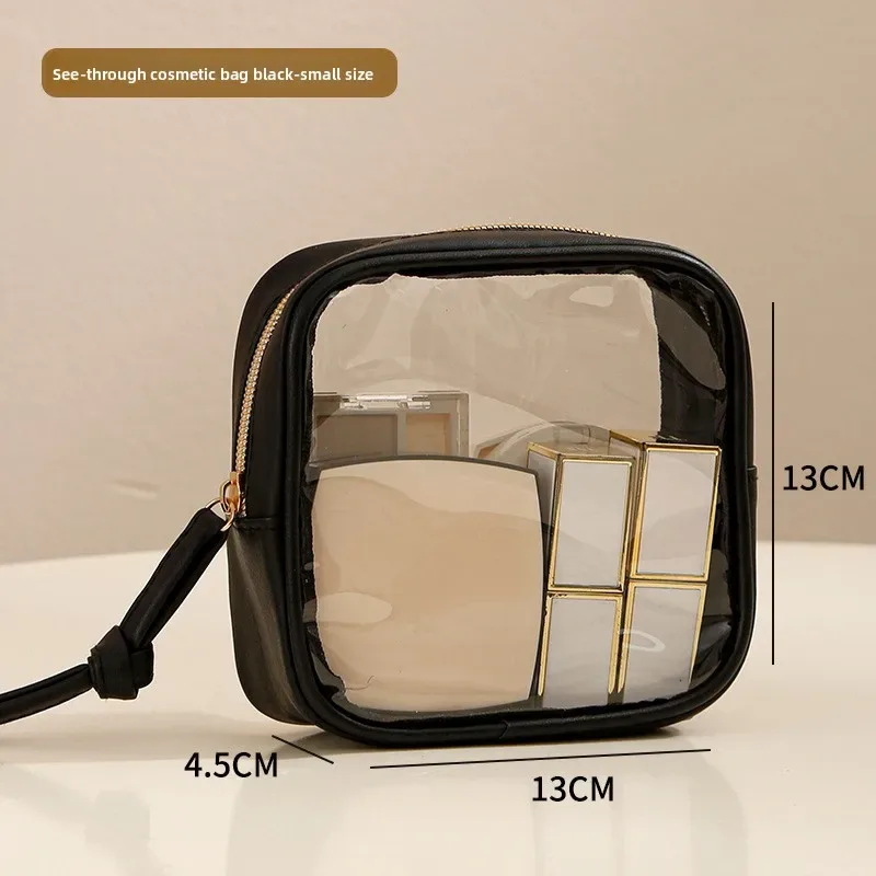 sac cosmétique en pvc transparent épaissi, sac cosmétique imperméable, sac de rangement de toilette multifonctionnel portable avec poignée