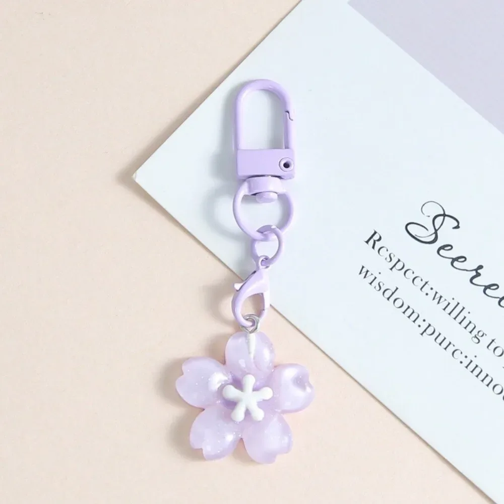 Porte-clés tendance en résine motif fleur de cerisier, coloré, DIY, pour clés de voiture, breloque de sac, décoration de sac à dos