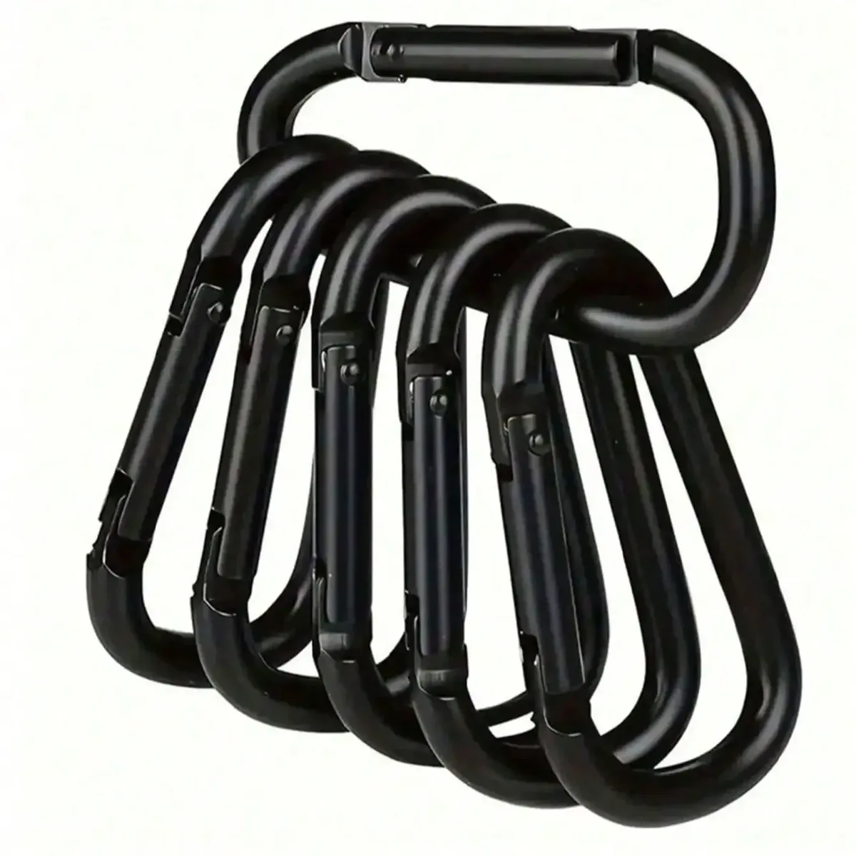 mousquetons noirs en forme de d, mini mousquetons à ressort en alliage d'aluminium, multifonctionnels pour le camping, la randonnée et le sac à dos