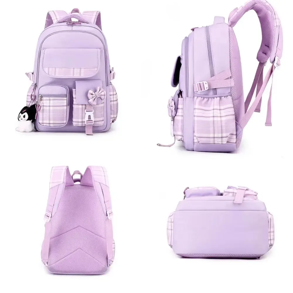 2025 nouveau sac à dos étudiant, sac à dos de fille mignonne de dessin animé, sac à dos léger multi-poches de réduction de charge