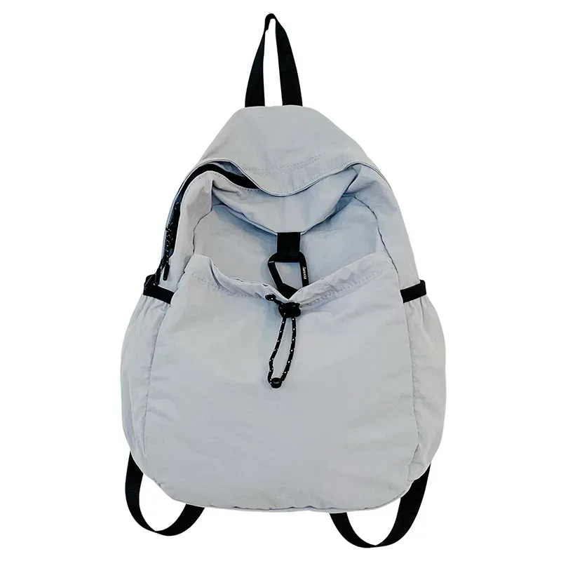 sac à dos plissé en nylon pour femme, style urbain simple, imperméable, grande capacité, idéal pour les trajets quotidiens et les étudiants