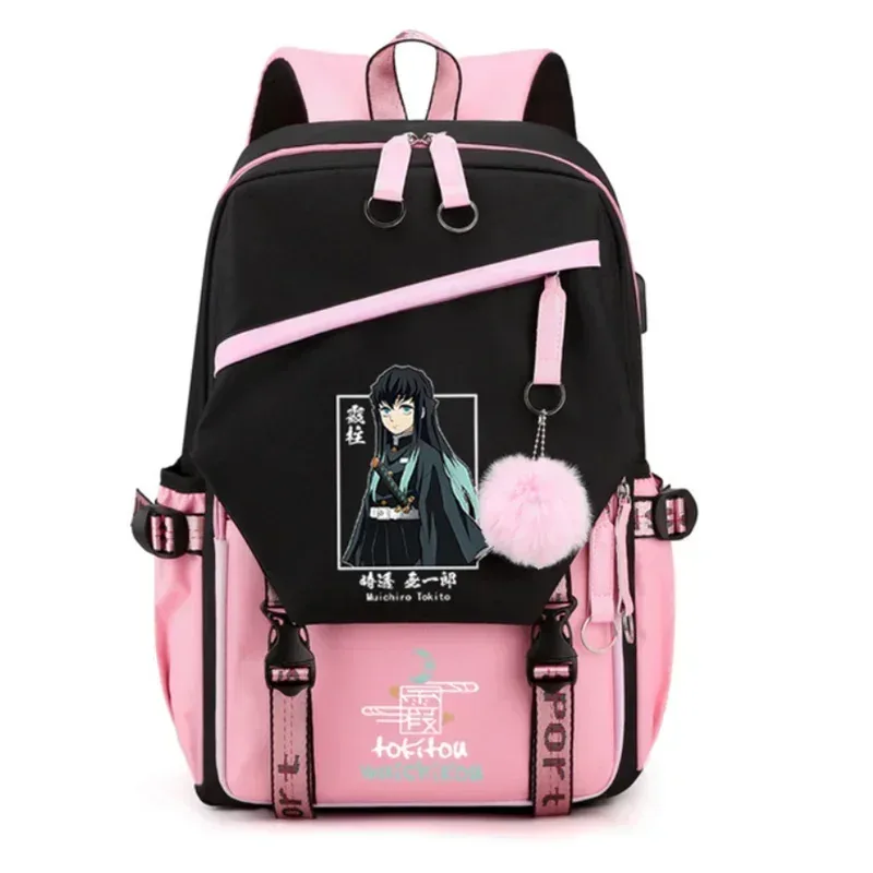 anime démon slayer tokitou muichirou sac à dos adolescents cartable usb pochette d'ordinateur hommes femmes sac à dos voyage sac à bandoulière