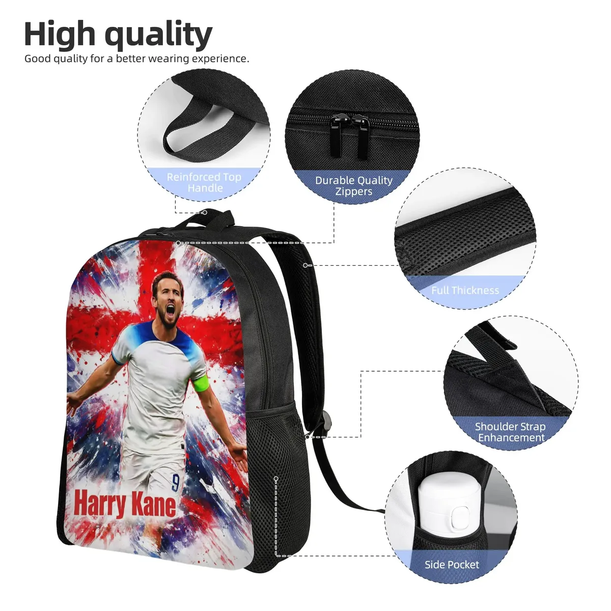 kanes football cool backpack gift high school business number 9 daypack pour hommes et femmes, sac à bandoulière pour collège