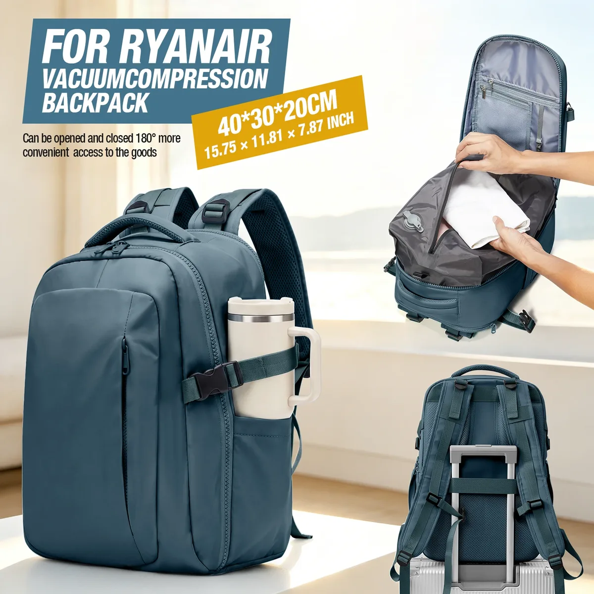 sac à dos de voyage sous vide 40x30x20 pour cabine ryanair wizzair easyjet, sac à dos de transport pour avion, sacoche pour ordinateur portable