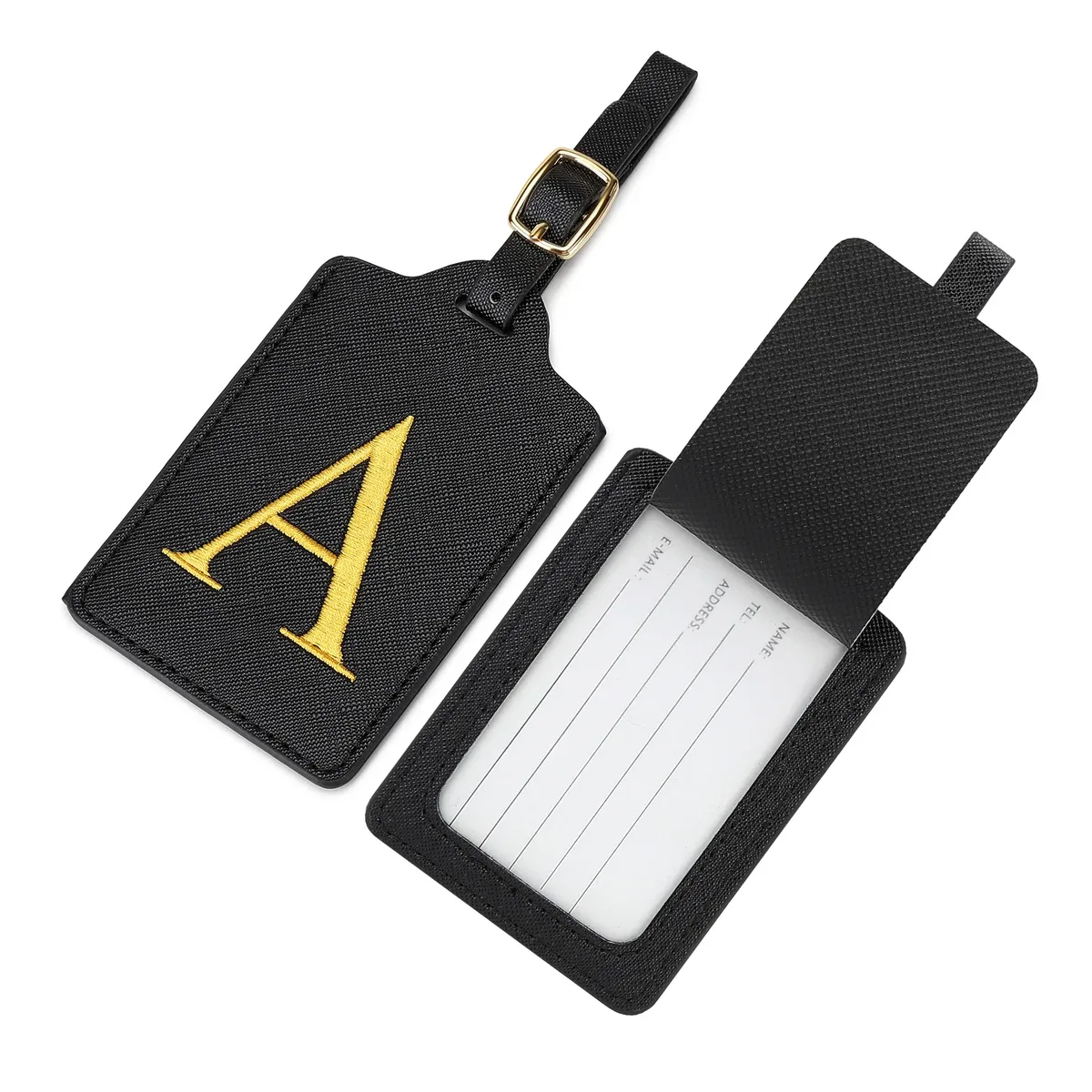 étiquette de bagage en cuir de qualité supérieure pour affaires, étiquette d'adresse pour bagage, étiquette de bagage cabine, porte-nom et adresse, accessoires de voyage