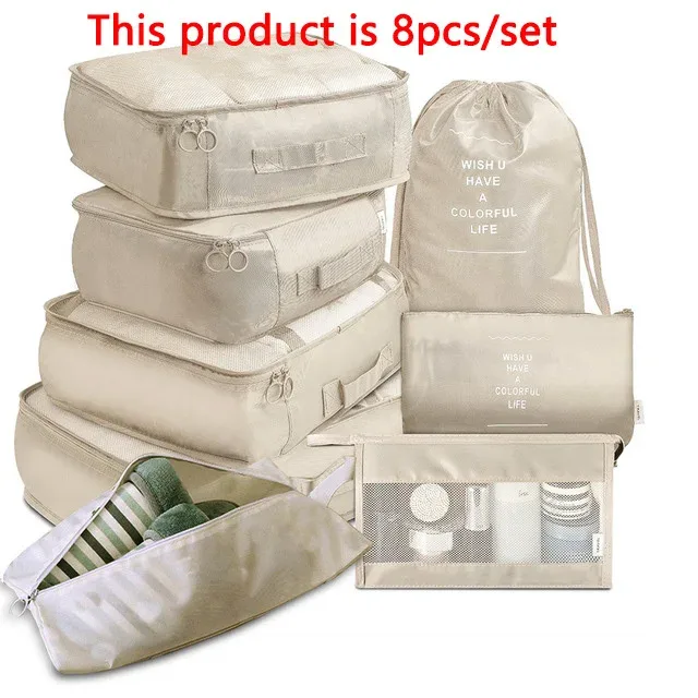 sacs de voyage en poudre pour soutien-gorge et chaussures, ensemble d'emballage de valise, étuis de rangement, 6/8/9 pièces/ensemble