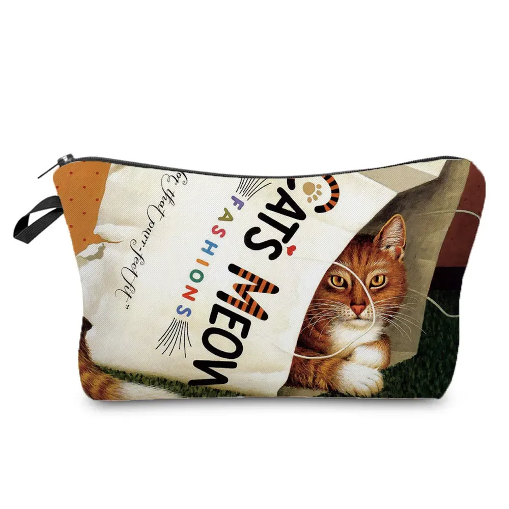 trousse de maquillage imprimée chat pour femme, peinture à l'huile, mode rétro, sacs à cosmétiques, haute qualité, étuis à crayons, sac cadeau portable, offre spéciale
