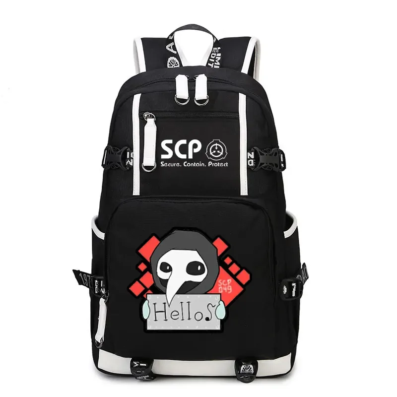sac à dos scp secure contain protect, cartable noir, sacs d'école de dessin animé, sac à dos de voyage lumineux, sacs initiés par ordinateur portable usb