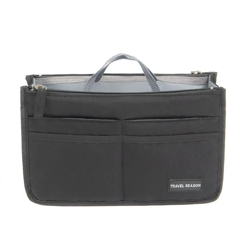 trousse de toilette de voyage en polyester durable, imperméable, avec double fermeture éclair, grande capacité, organiseur de sac, sac d'insertion