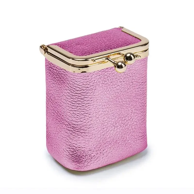 1 pièce mini trousse de maquillage portable en cuir pu pour femme, pochette de rangement pour rouge à lèvres, bijoux, écouteurs et monnaie, simple, avec miroir