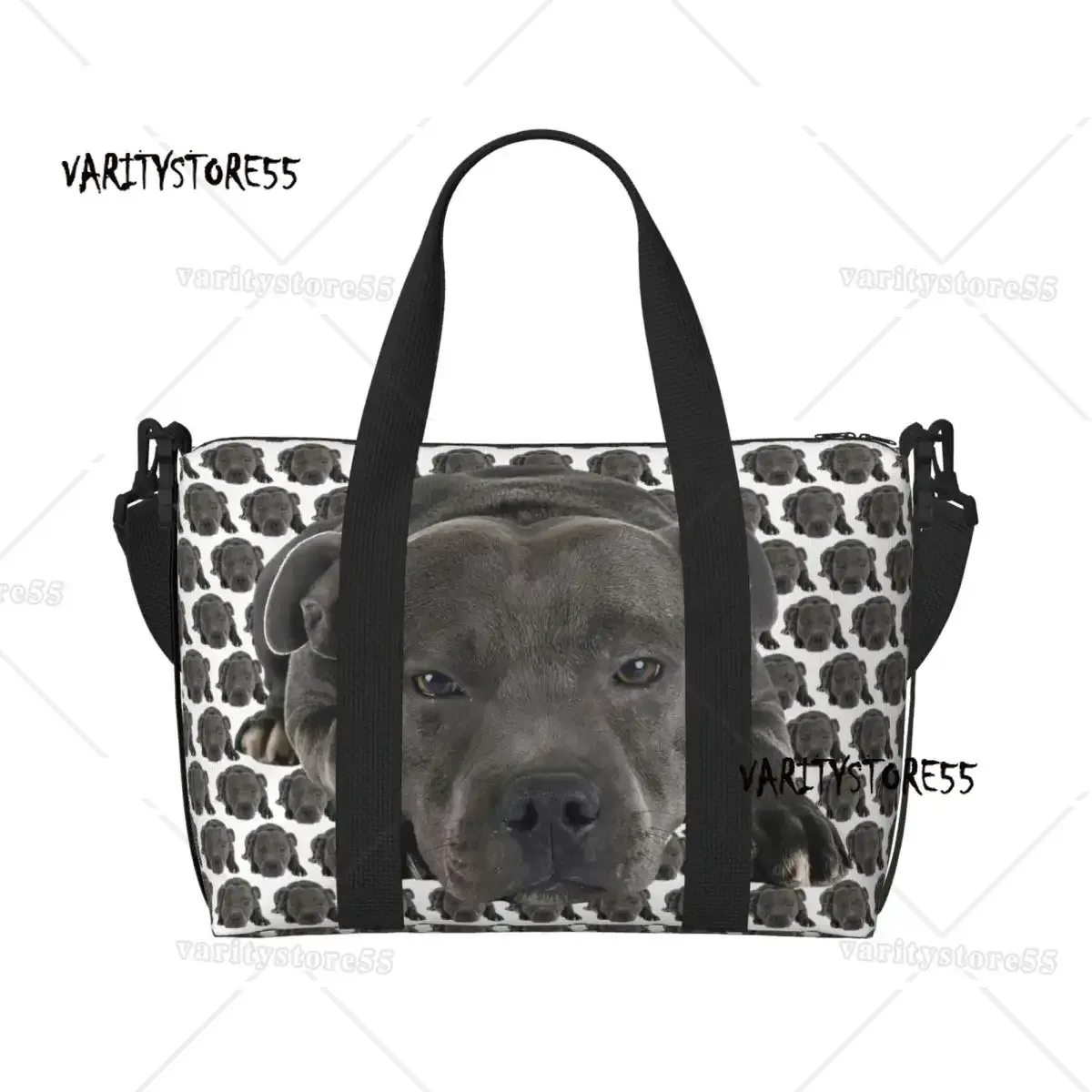 sac fourre-tout personnalisé à motif répété de chien bull terrier pour femmes, sac de voyage à bandoulière de grande capacité pour animaux de plage et de gymnastique