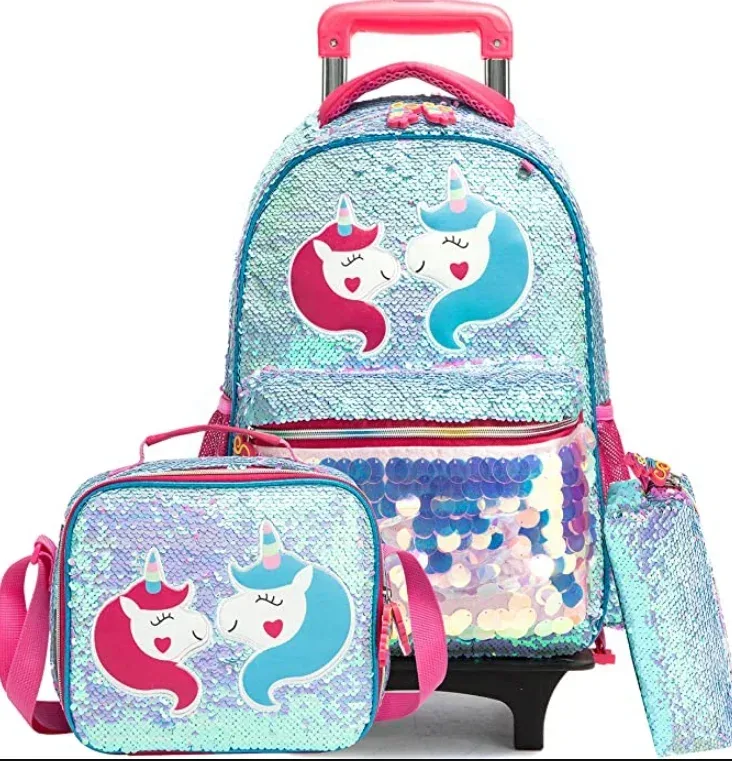 sac à dos d'école à roulettes sac d'école avec roulettes sac cartable enfants école sac à dos roulant pour filles sac de chariot d'école