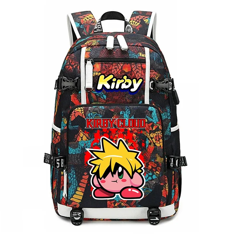 sac à dos d'étudiant imprimé dessin animé kirby, sac d'école de voyage de grande capacité pour enfants et adolescents
