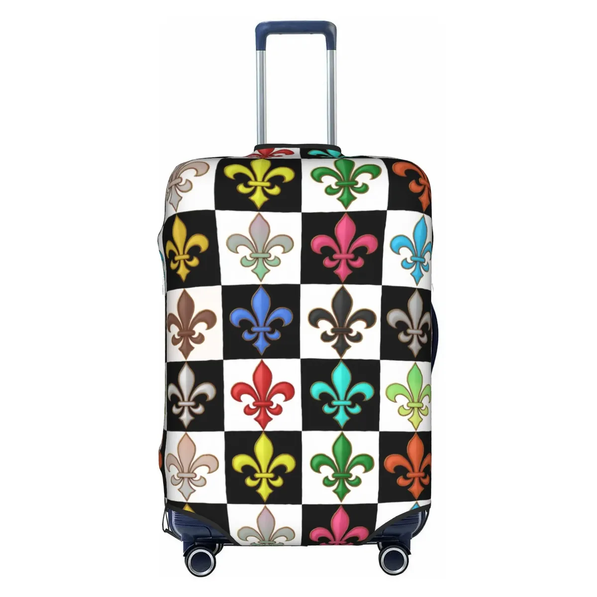 housse de protection pour bagages en cuir marron doré royal, motif fleur de lis, housse de protection amusante pour valise, convient aux valises de 18 à 32 pouces