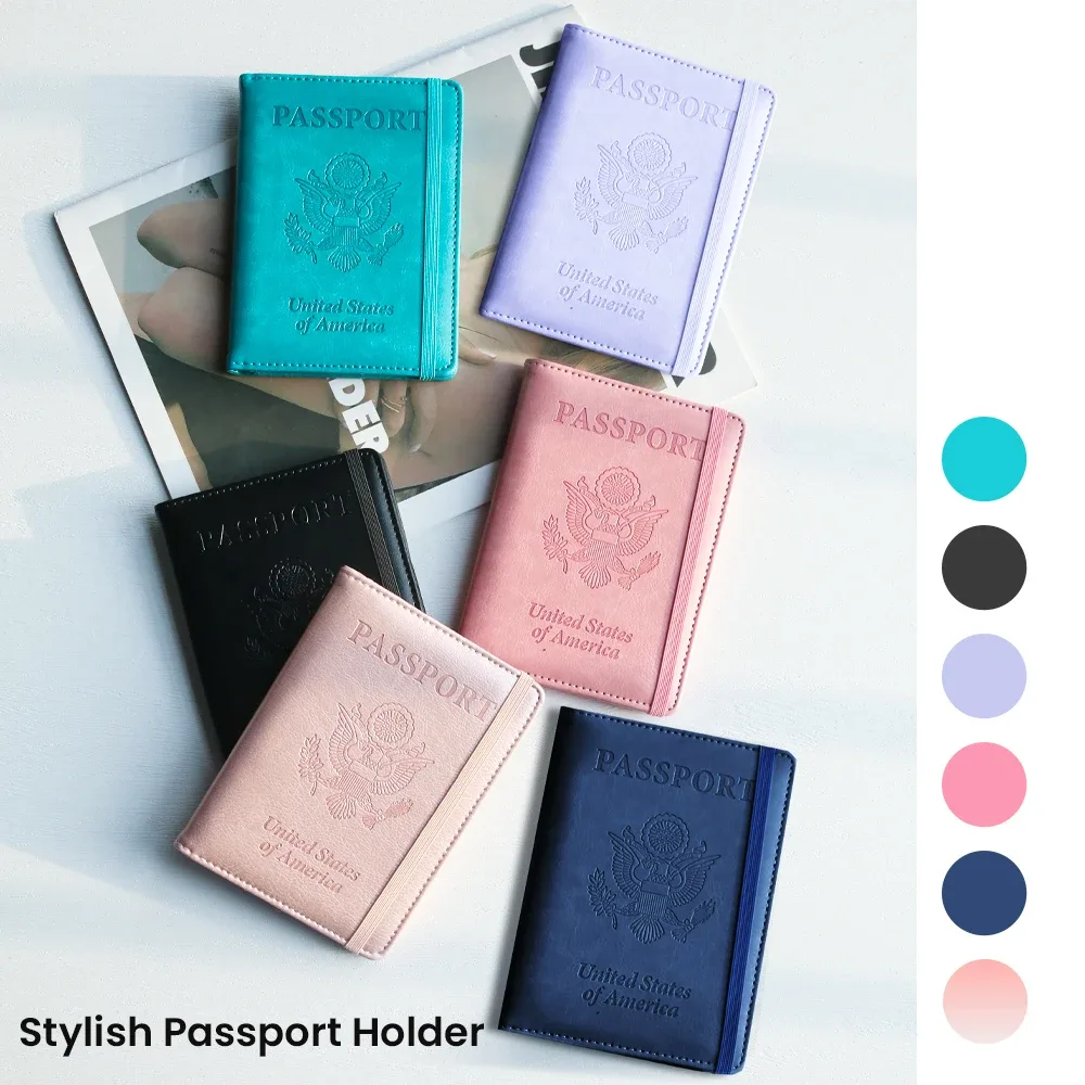 porte-passeport en cuir pu rfid pour hommes et femmes, idéal pour sécuriser, élégant pour les états-unis, portefeuille de voyage durable, organisateur de documents