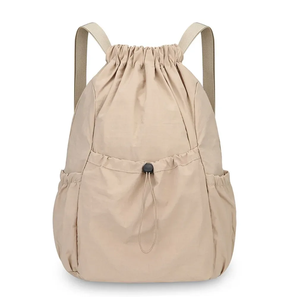 sac à dos en nylon oxford avec cordon de serrage, léger, pliable, couleur unie, grande capacité