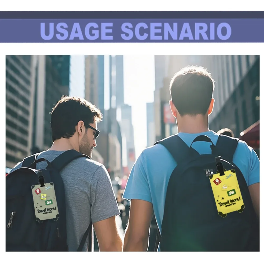 étiquettes de bagage de voyage en silicone – porte-badge et carte d'identité, anti-contrefaçon, accessoires d'avion de couleur unie