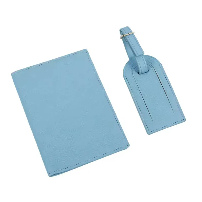 couverture de passeport en cuir saffiano avec initiales personnalisées gratuites, ensemble d'étiquettes de bagages, porte-passeport, étiquette de valise de voyage, accessoires de voyage