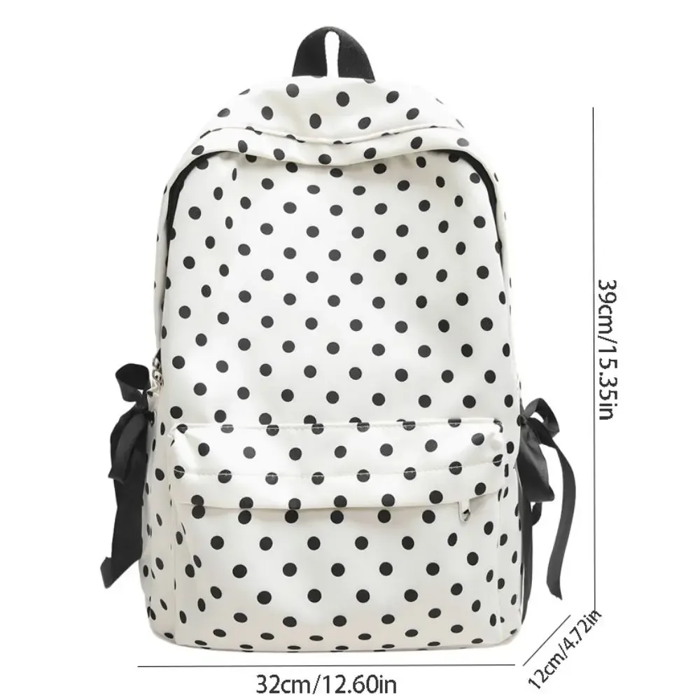 sac à dos tendance à pois, design minimaliste avec nœud, sac à dos durable grande capacité pour étudiants et collégiens