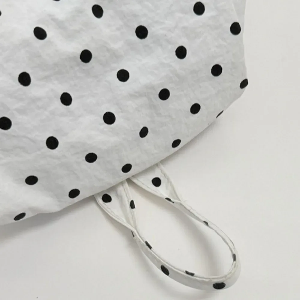 sac à dos à pois multi-poches, à cordon de serrage, style coréen, polyvalent, en tissu, grande capacité, décontracté