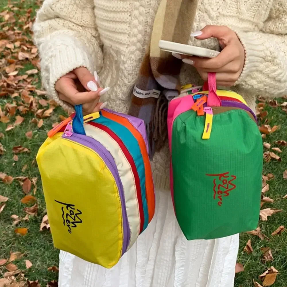 Sac de maquillage multifonctionnel Dopamine, fermeture éclair, multi-poches, mignon, sac à cosmétiques, porte-monnaie étanche, trousse de toilette en Nylon pour femmes
